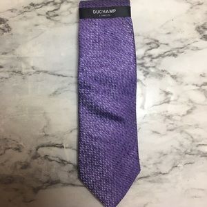 Duchamp London Purple Silver Silk Tie